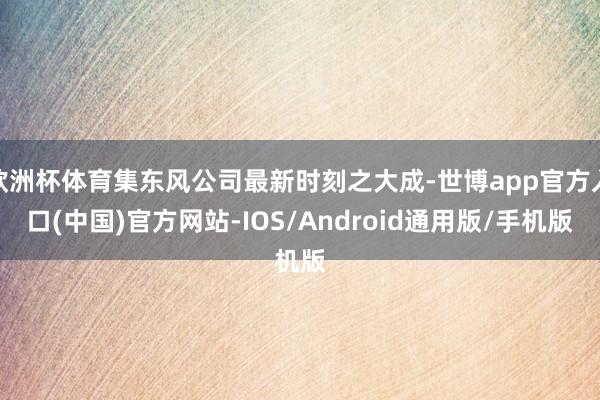 欧洲杯体育集东风公司最新时刻之大成-世博app官方入口(中国)官方网站-IOS/Android通用版/手机版