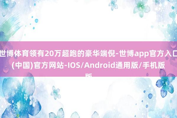 世博体育领有20万超跑的豪华端倪-世博app官方入口(中国)官方网站-IOS/Android通用版/手机版