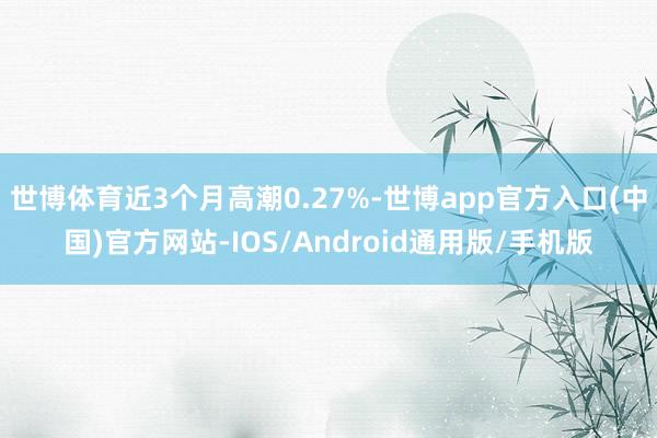 世博体育近3个月高潮0.27%-世博app官方入口(中国)官方网站-IOS/Android通用版/手机版